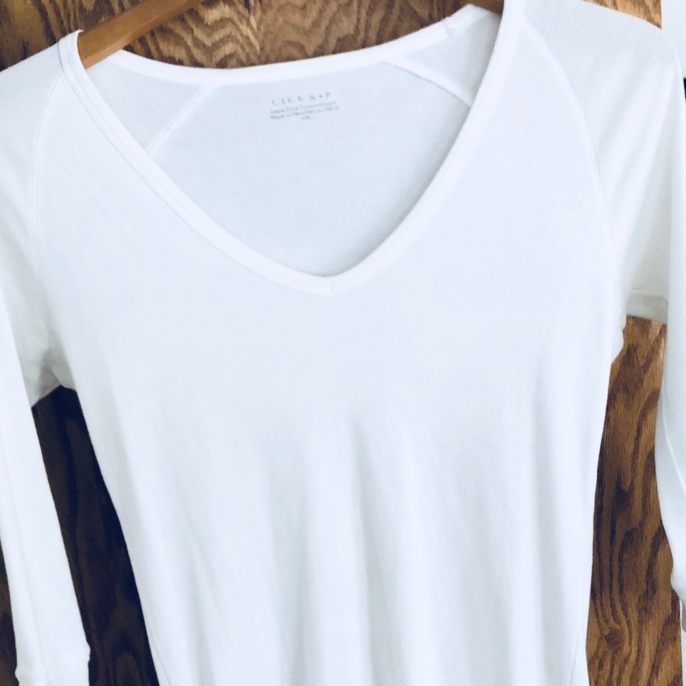 White 3/4 length simple tee